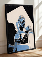 Noir, a limited edition lesbian fine art print by Brazilian illustrator Jenifer Prince. Vintage mid-century comic aesthetic, sapphic storytelling.